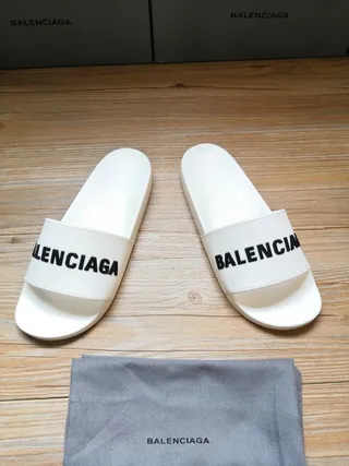 Balenciaga Slide blanc Logo pantoufles 4