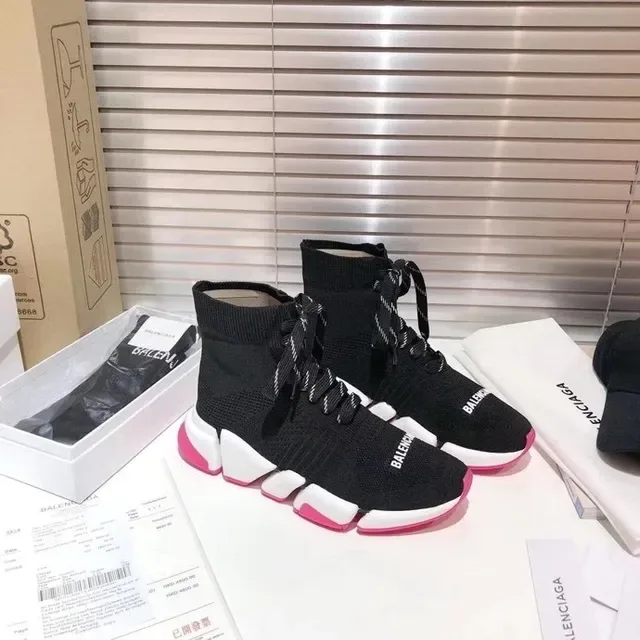 Balenciaga Speed Trainer Noir Blanc Rose chaussures lifestyle 2