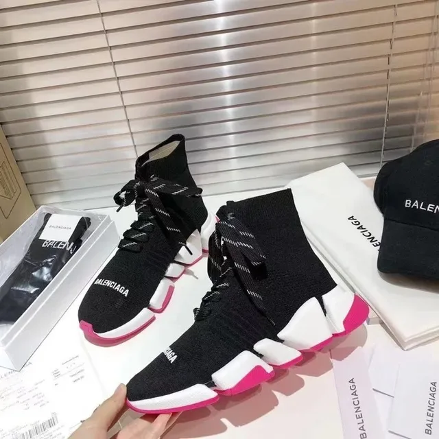 Balenciaga Speed Trainer Noir Blanc Rose chaussures lifestyle 3