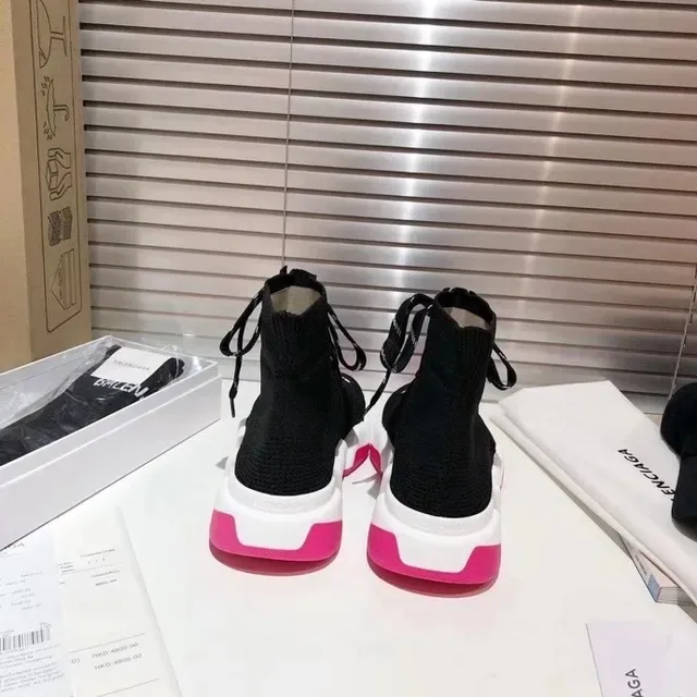 Balenciaga Speed Trainer Noir Blanc Rose chaussures lifestyle 4