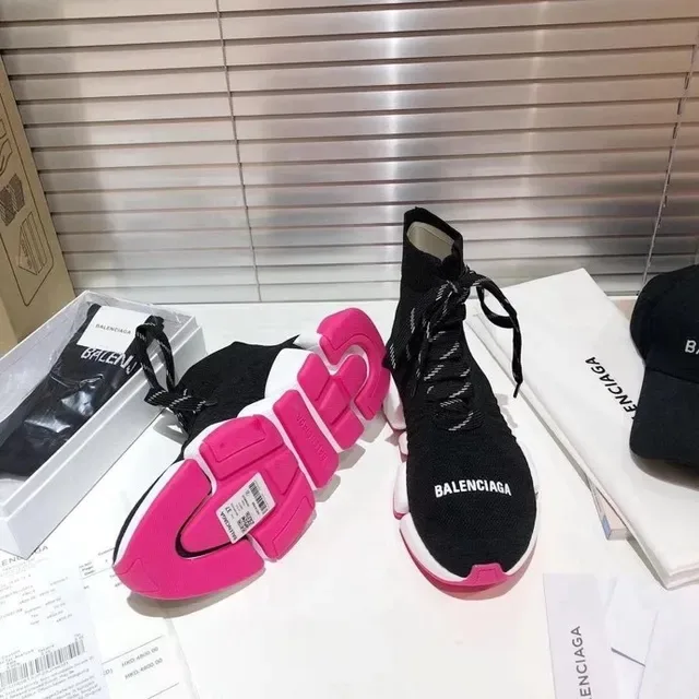 Balenciaga Speed Trainer Noir Blanc Rose chaussures lifestyle 5
