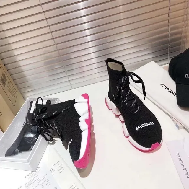 Balenciaga Speed Trainer Noir Blanc Rose chaussures lifestyle 6
