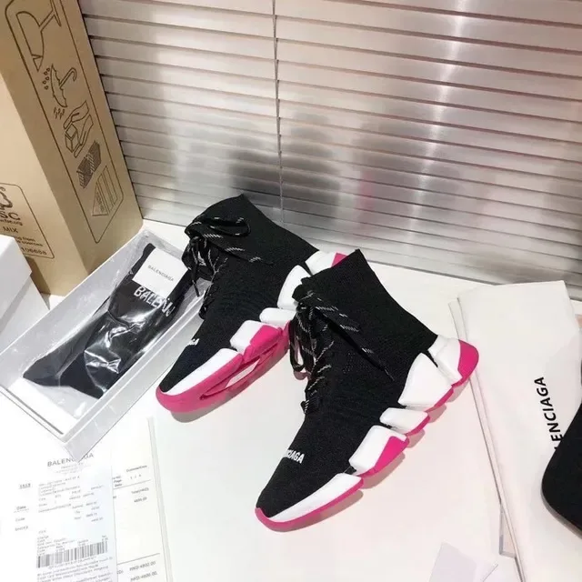 Balenciaga Speed Trainer Noir Blanc Rose chaussures lifestyle 7