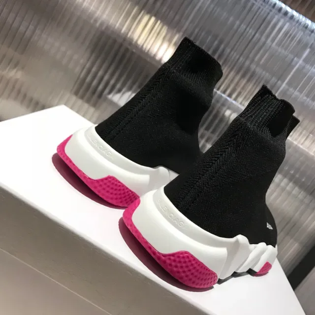 Balenciaga Speed Trainer Sneakers Lifestyle Noir Blanc Rose 2