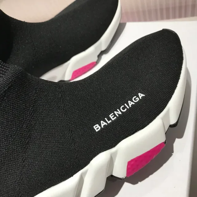 Balenciaga Speed Trainer Sneakers Lifestyle Noir Blanc Rose 3