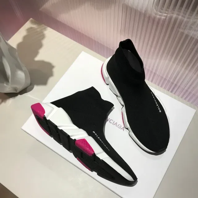 Balenciaga Speed Trainer Sneakers Lifestyle Noir Blanc Rose 4