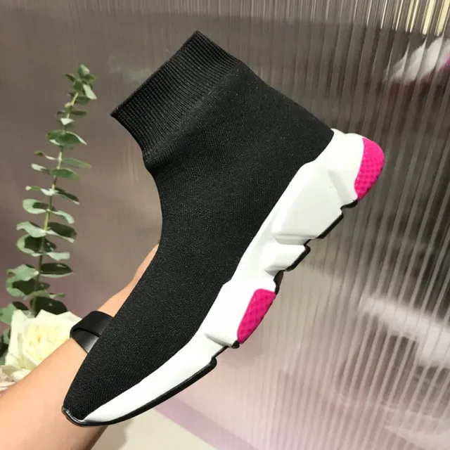 Balenciaga Speed Trainer Sneakers Lifestyle Noir Blanc Rose 5