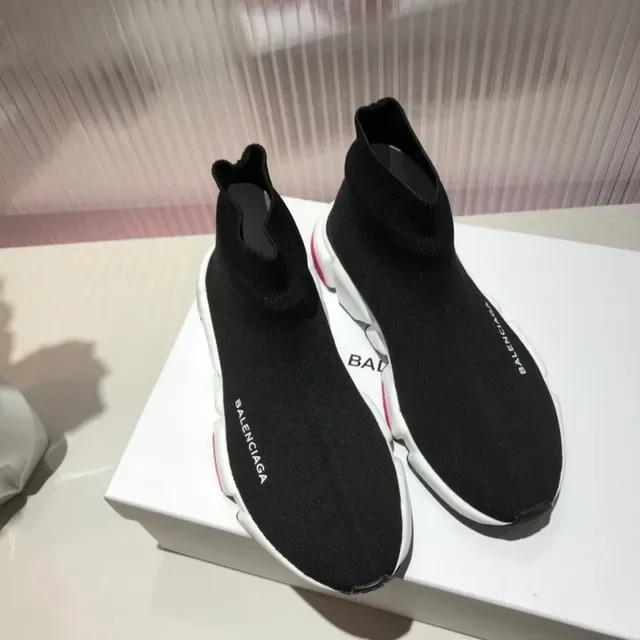 Balenciaga Speed Trainer Sneakers Lifestyle Noir Blanc Rose 6