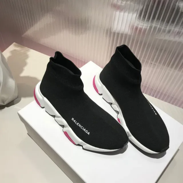 Balenciaga Speed Trainer Sneakers Lifestyle Noir Blanc Rose 7