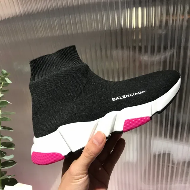 Balenciaga Speed Trainer Sneakers Lifestyle Noir Blanc Rose 8