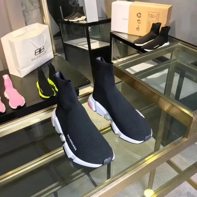 Balenciaga Speed Trainer tênis lifestyle preto branco rosa 4