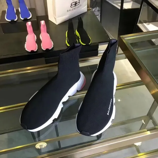 Balenciaga Speed Trainer tênis lifestyle preto branco rosa 5
