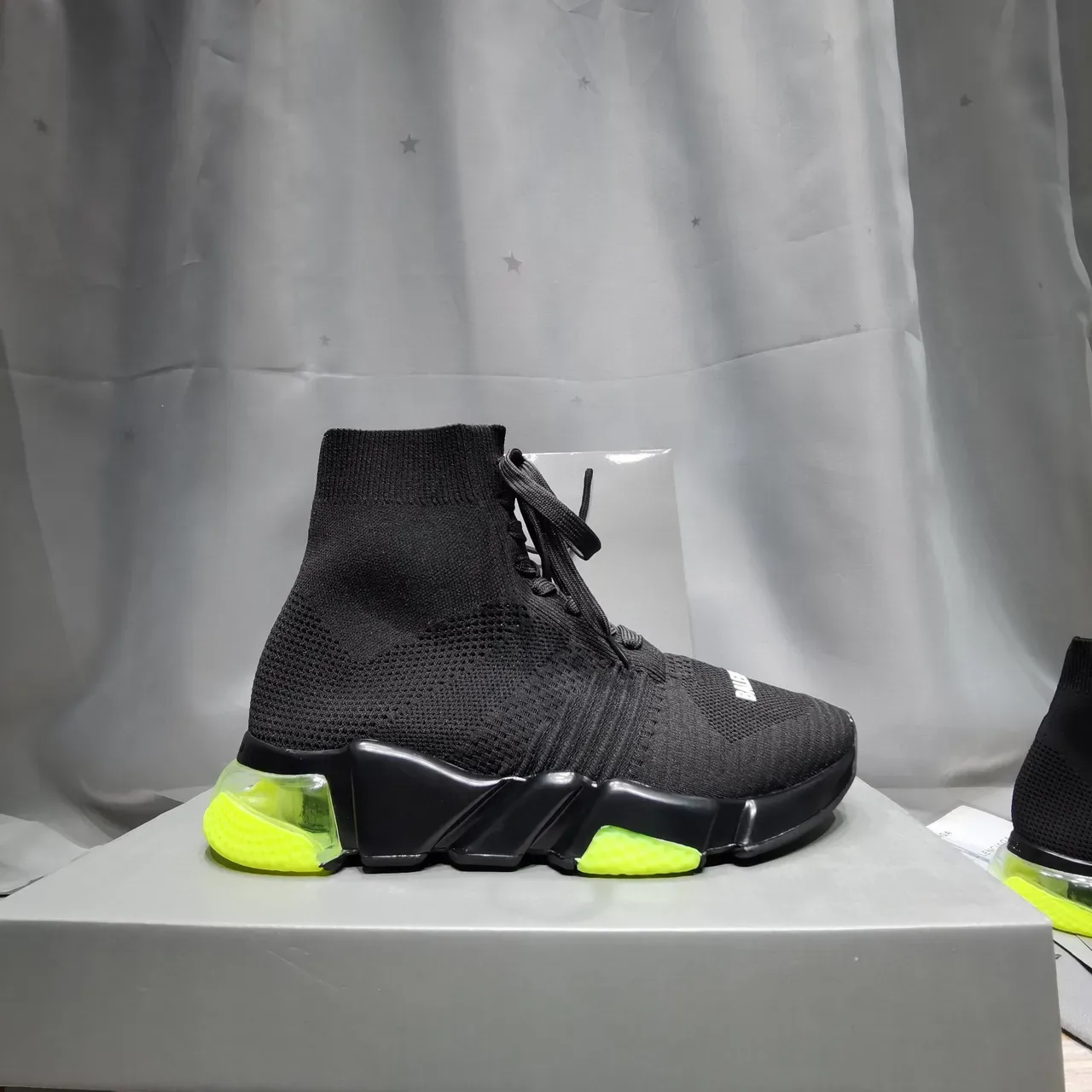 Balenciaga Speed Trainer Noir Jaune Maille Ajustement Chaussure Suela Sculptée Chunky Sneakers 6