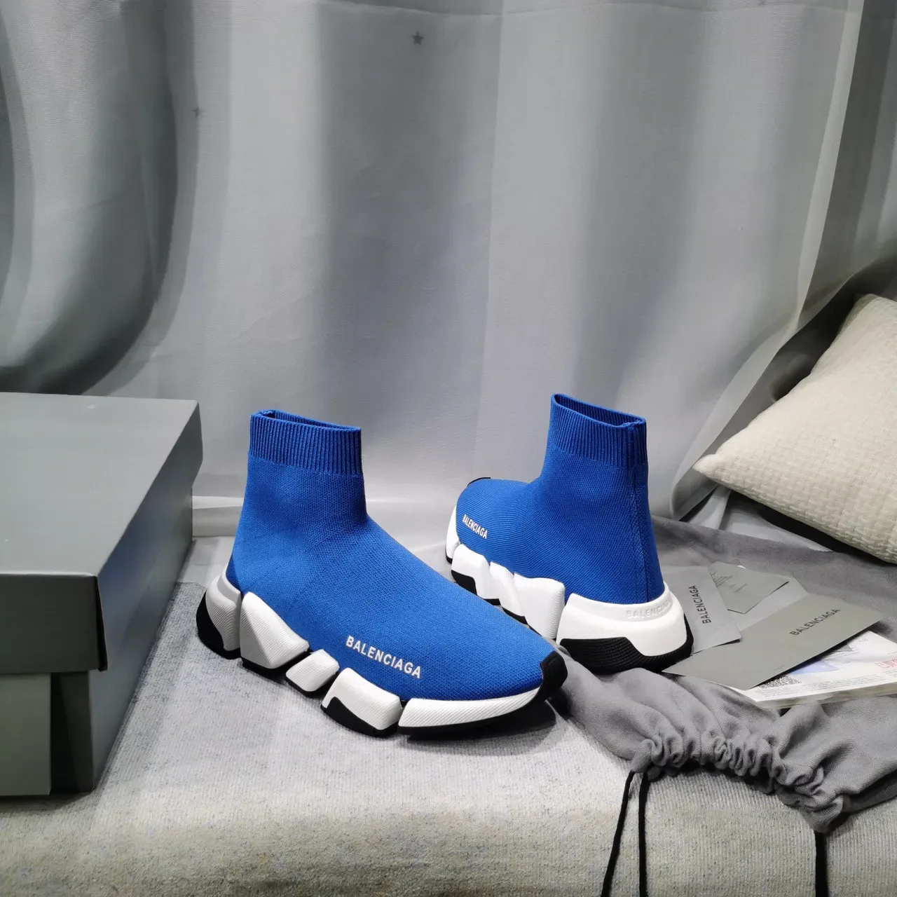 Balenciaga Speed Trainer Blue Sock-Fit Lifestyle Sneakers 6