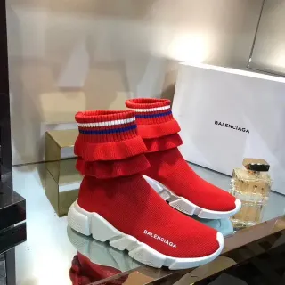 Balenciaga Speed Trainer লাল ফ্রিল বুনন লাইফস্টাইল স্নিকার