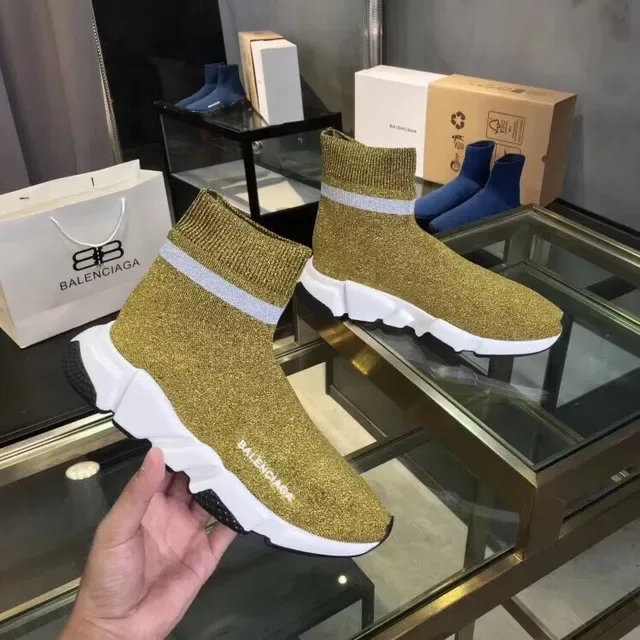 Balenciaga Speed Trainer चकচকে সোনার ট্রিকো জীবনধারার স্নিকার্স 3