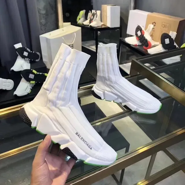 Balenciaga Speed Trainer chaussures lifestyle blanches et vert lime 2