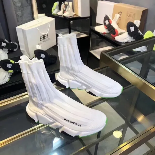 Balenciaga Speed Trainer chaussures lifestyle blanches et vert lime 4