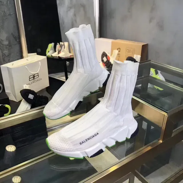 Balenciaga Speed Trainer chaussures lifestyle blanches et vert lime 5