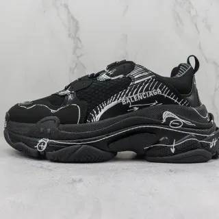 Balenciaga Track Preto Branco Solado Oversized Malha E Sintético Superior Ténis Chunky