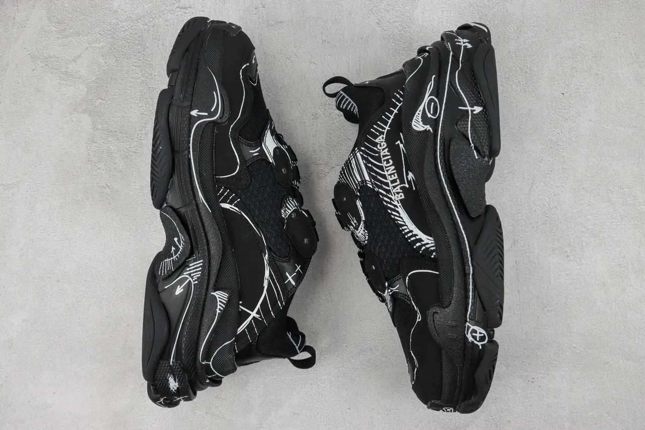Balenciaga Track Negro Blanco Suela Oversized Malla Y Sintético Superior Zapatillas Chunky 2