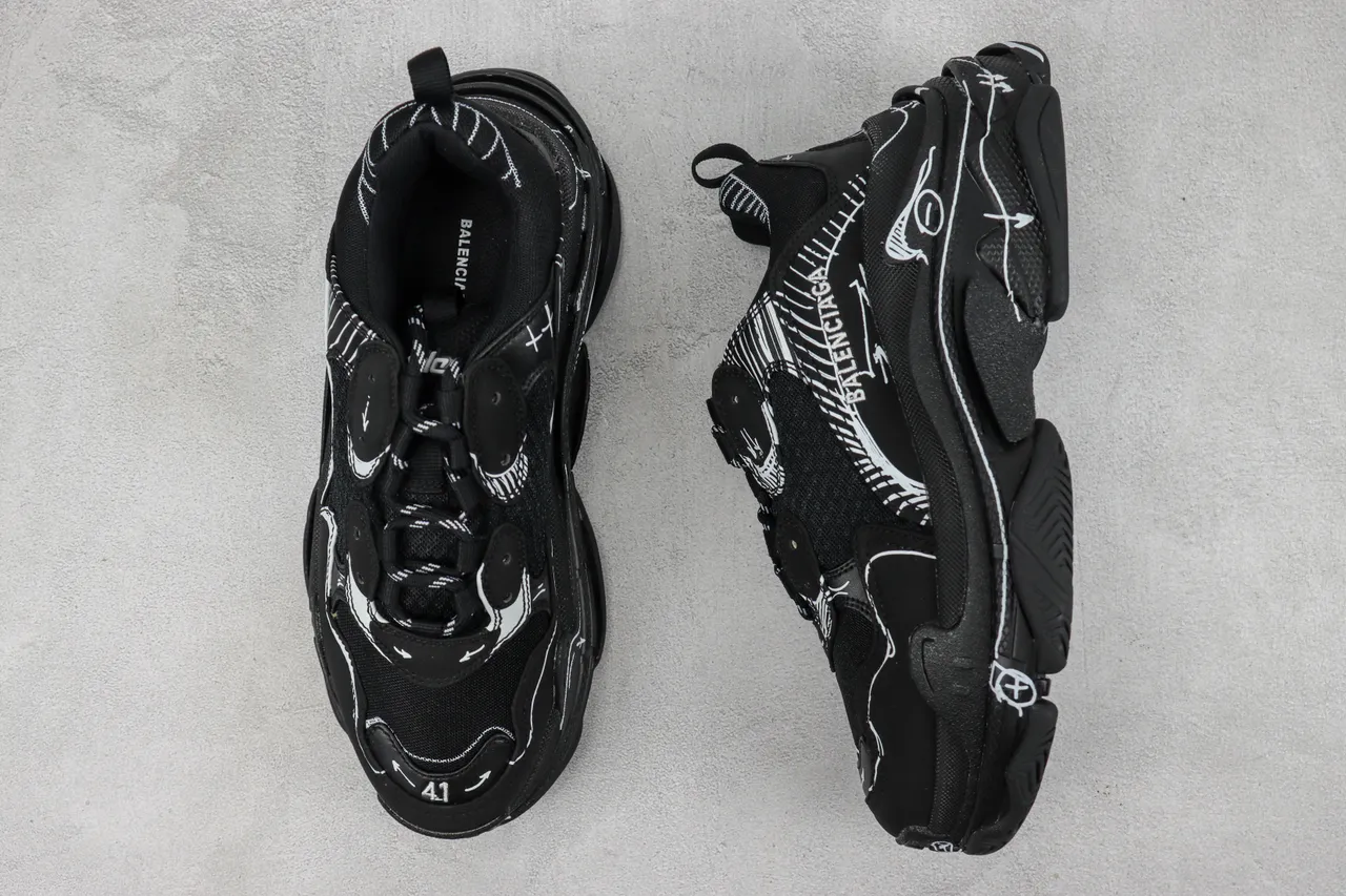 Balenciaga Track Negro Blanco Suela Oversized Malla Y Sintético Superior Zapatillas Chunky 3