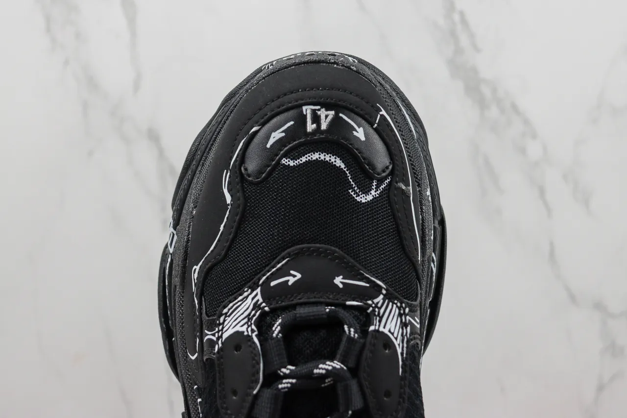 Balenciaga Track Negro Blanco Suela Oversized Malla Y Sintético Superior Zapatillas Chunky 6