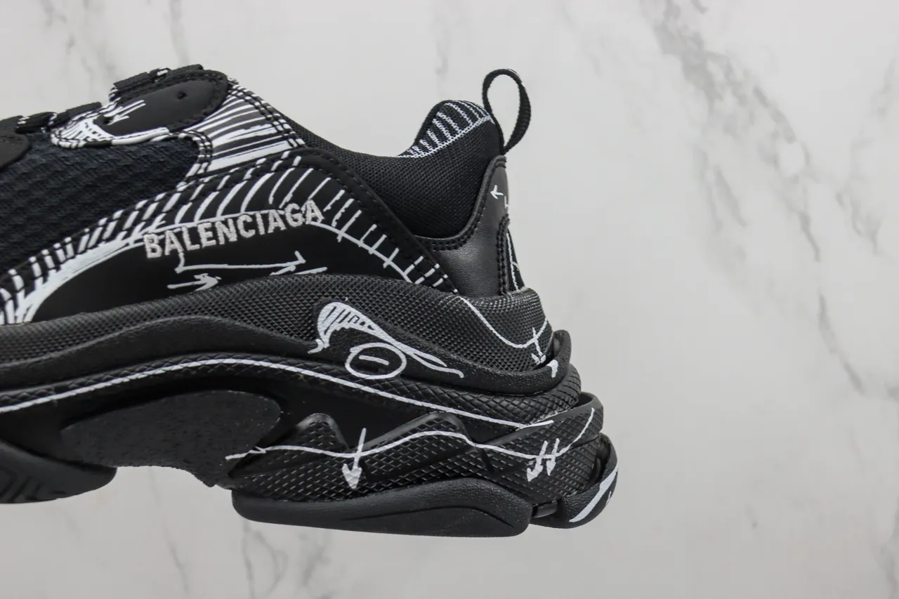 Balenciaga Track Negro Blanco Suela Oversized Malla Y Sintético Superior Zapatillas Chunky 7