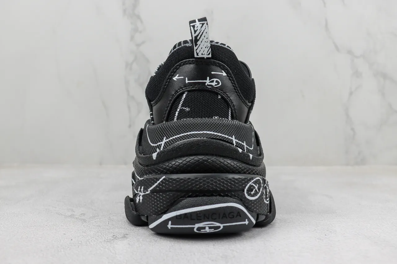 Balenciaga Track Negro Blanco Suela Oversized Malla Y Sintético Superior Zapatillas Chunky 9