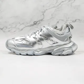 Balenciaga Track Trainer فضي معدني أحذية رياضية كبيرة