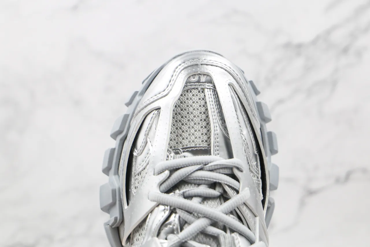 Balenciaga Track Trainer Metallic Silver Chunky Sneakers 4