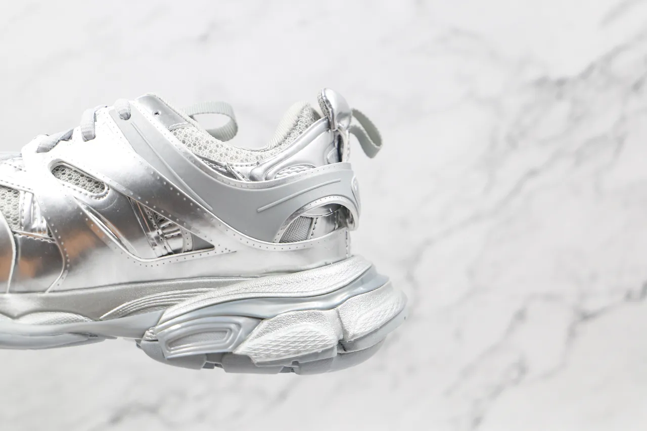 Balenciaga Track Trainer Metallic Silver Chunky Sneakers 5