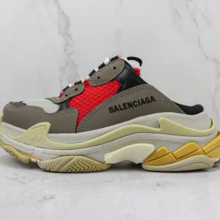 Balenciaga Track Trainer أحذية رياضية سميكة حمراء رمادية كريمية