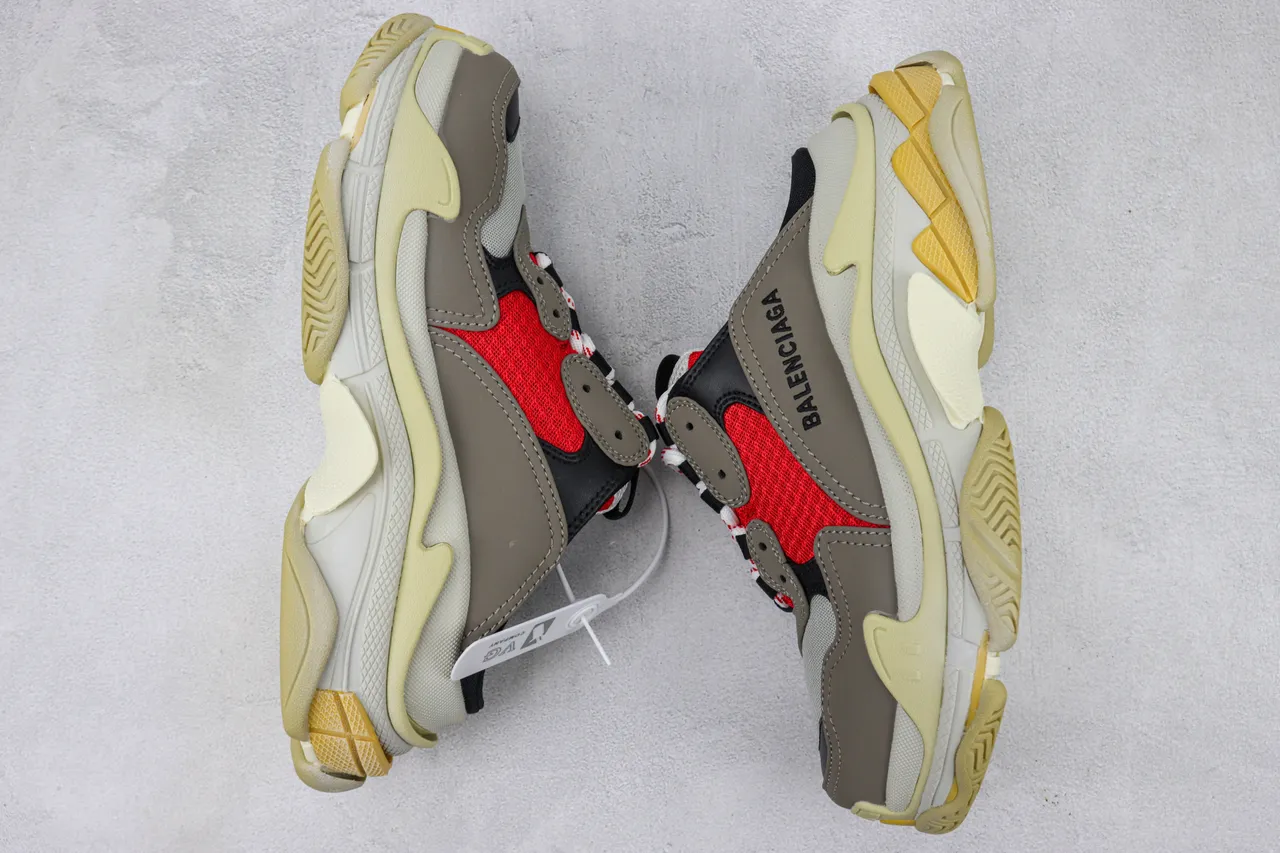 Balenciaga Track Trainer Tênis grossos vermelhos cinza creme 2
