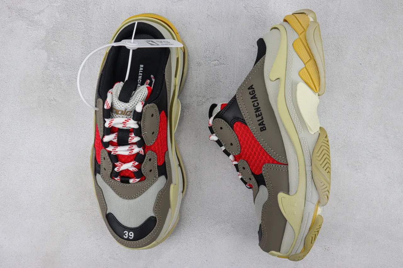 Balenciaga Track Trainer Tênis grossos vermelhos cinza creme 3