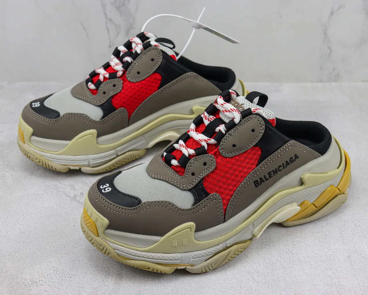 Balenciaga Track Trainer Tênis grossos vermelhos cinza creme 4