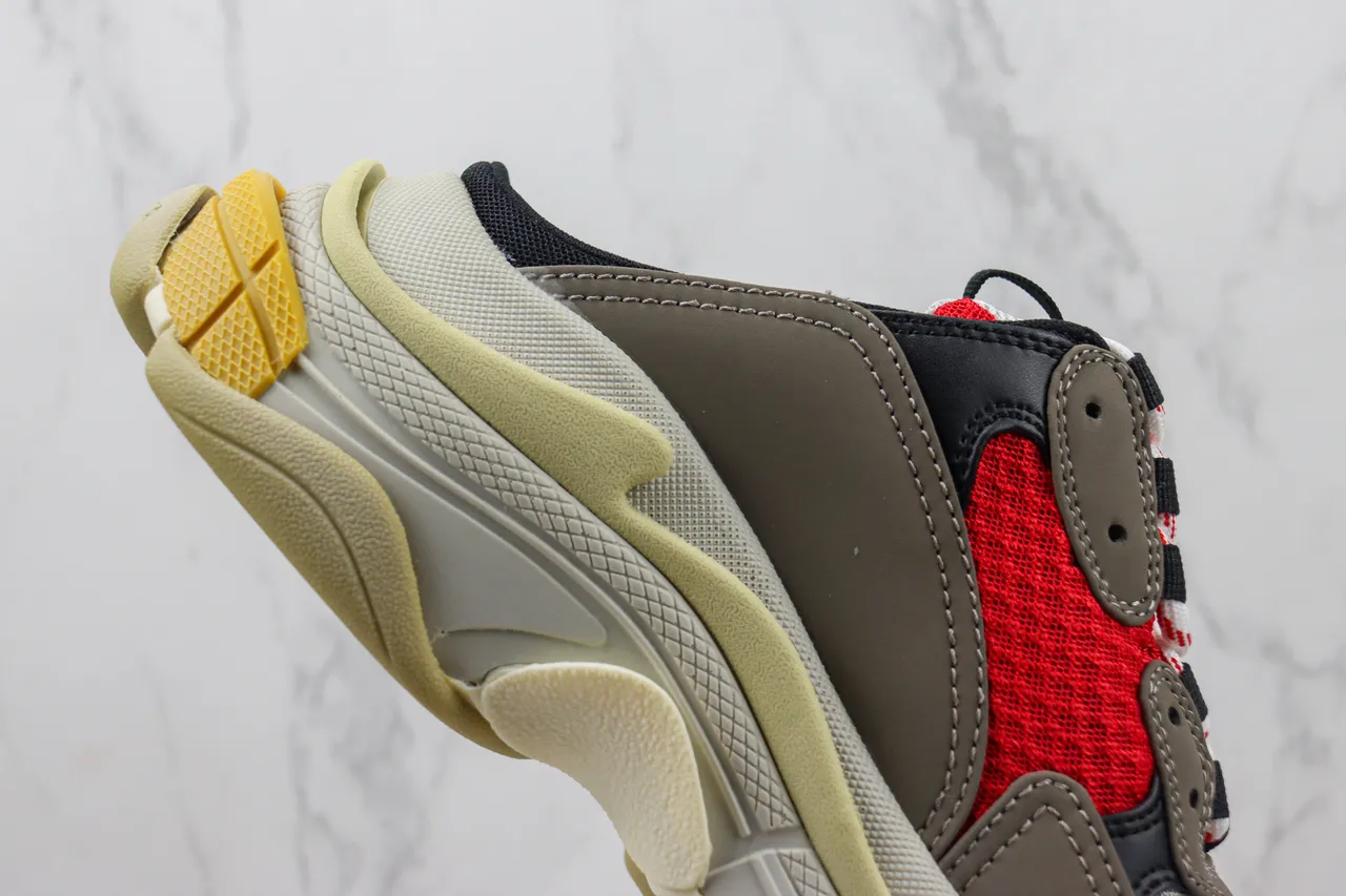 Balenciaga Track Trainer Tênis grossos vermelhos cinza creme 5