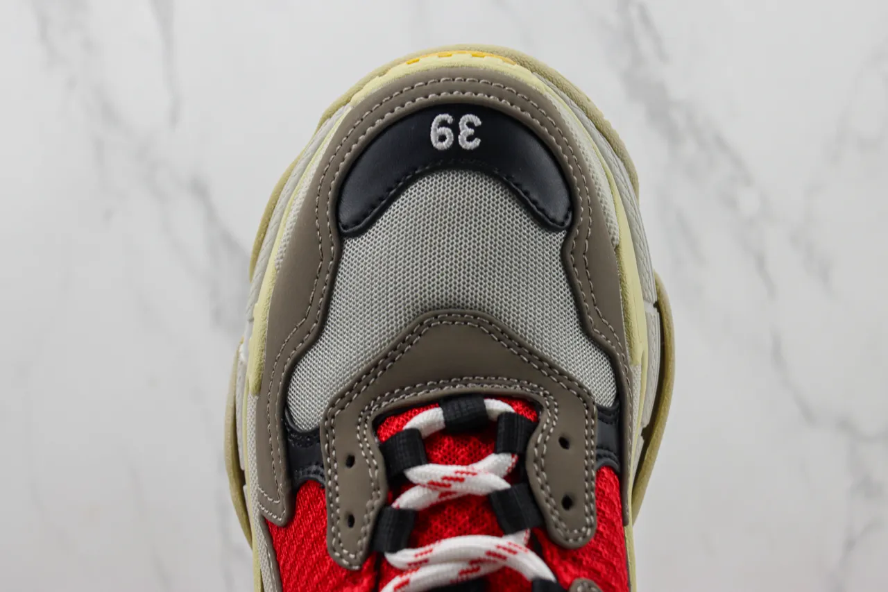 Balenciaga Track Trainer Tênis grossos vermelhos cinza creme 6