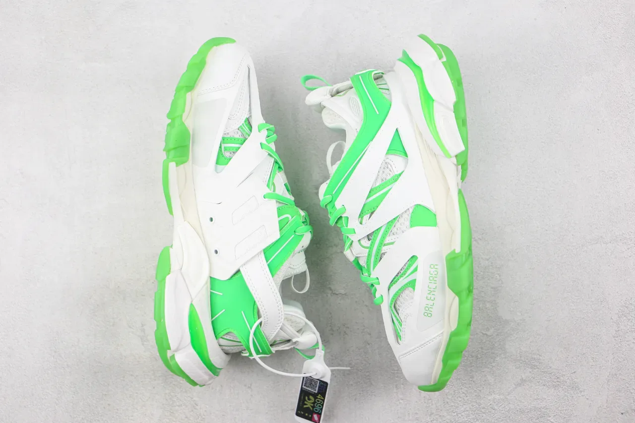 Balenciaga Track Trainer Blanc et Vert Néon Sneakers Chunky 2