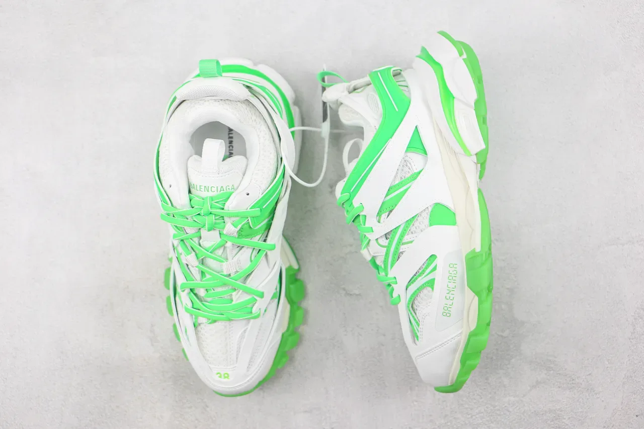 Balenciaga Track Trainer Blanc et Vert Néon Sneakers Chunky 3