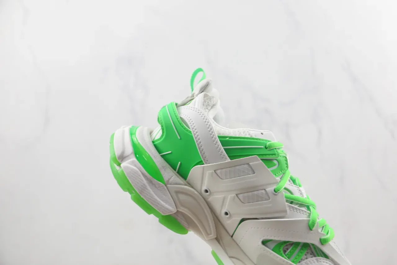Balenciaga Track Trainer Blanc et Vert Néon Sneakers Chunky 5