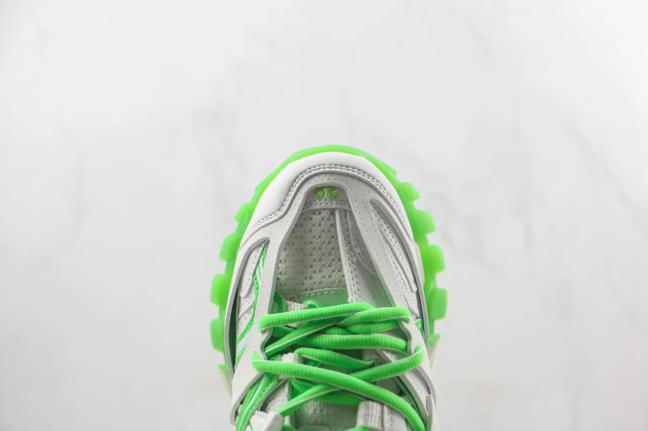 Balenciaga Track Trainer Blanc et Vert Néon Sneakers Chunky 6