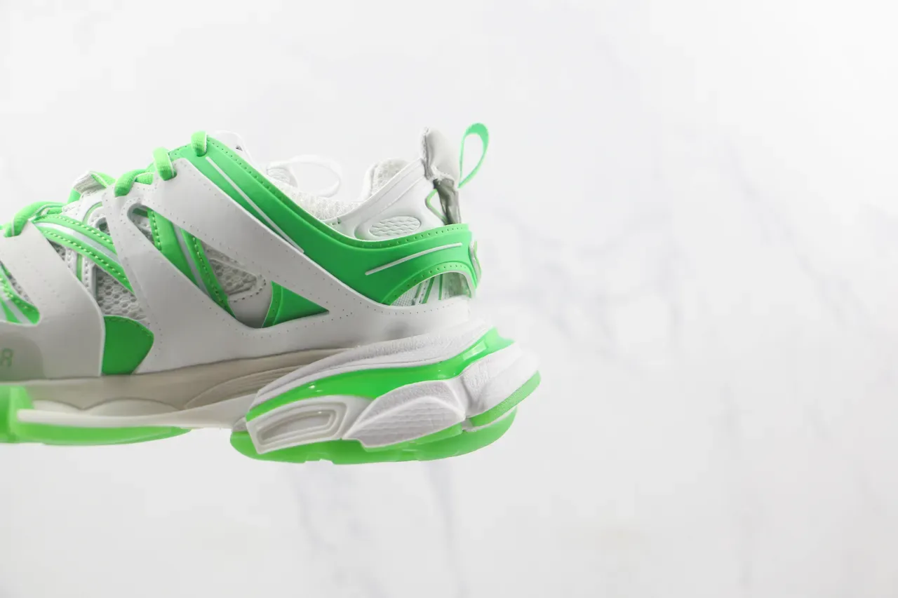 Balenciaga Track Trainer Blanc et Vert Néon Sneakers Chunky 7