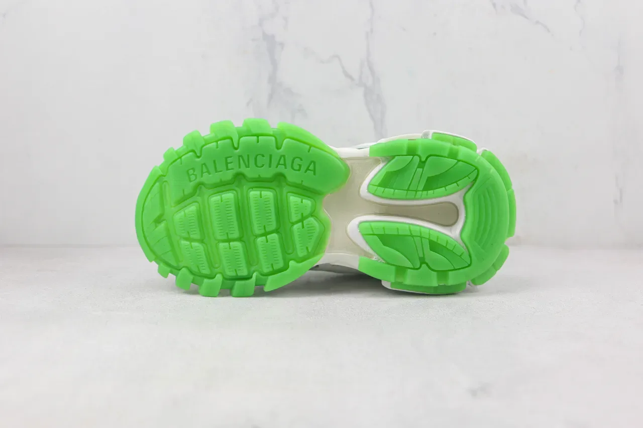 Balenciaga Track Trainer Blanc et Vert Néon Sneakers Chunky 8