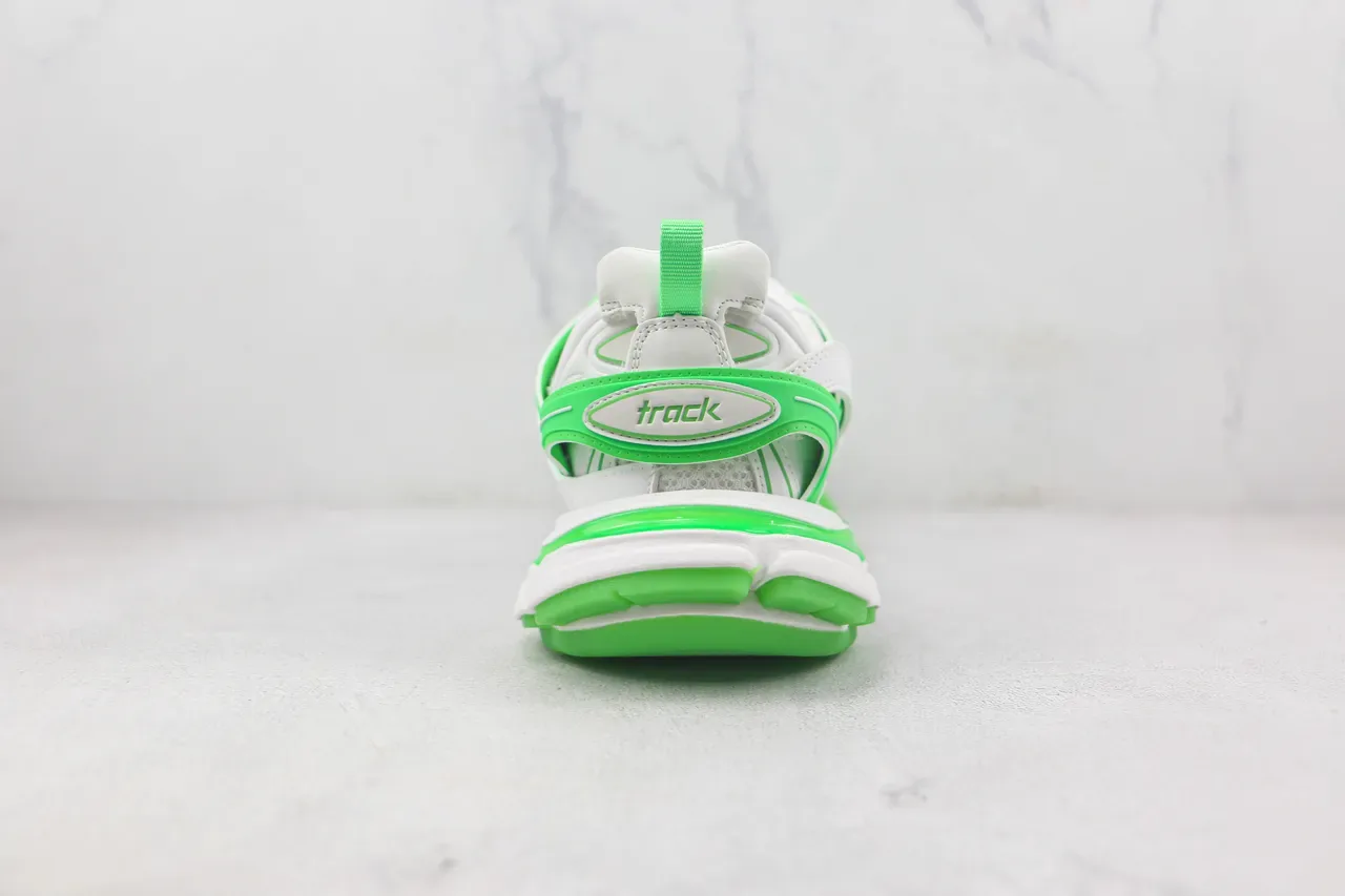 Balenciaga Track Trainer Blanc et Vert Néon Sneakers Chunky 9