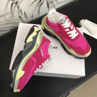 Balenciaga Triple S حذاء سينيكرز تشانكي فوشيا وردي أصفر رمادي