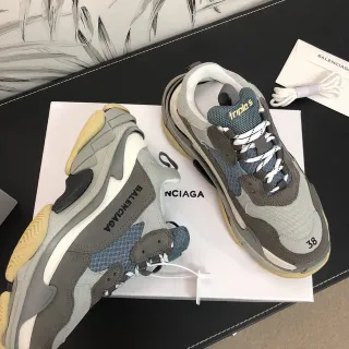 Balenciaga Triple S رمادي أزرق أصفر سميك حذاء رياضي