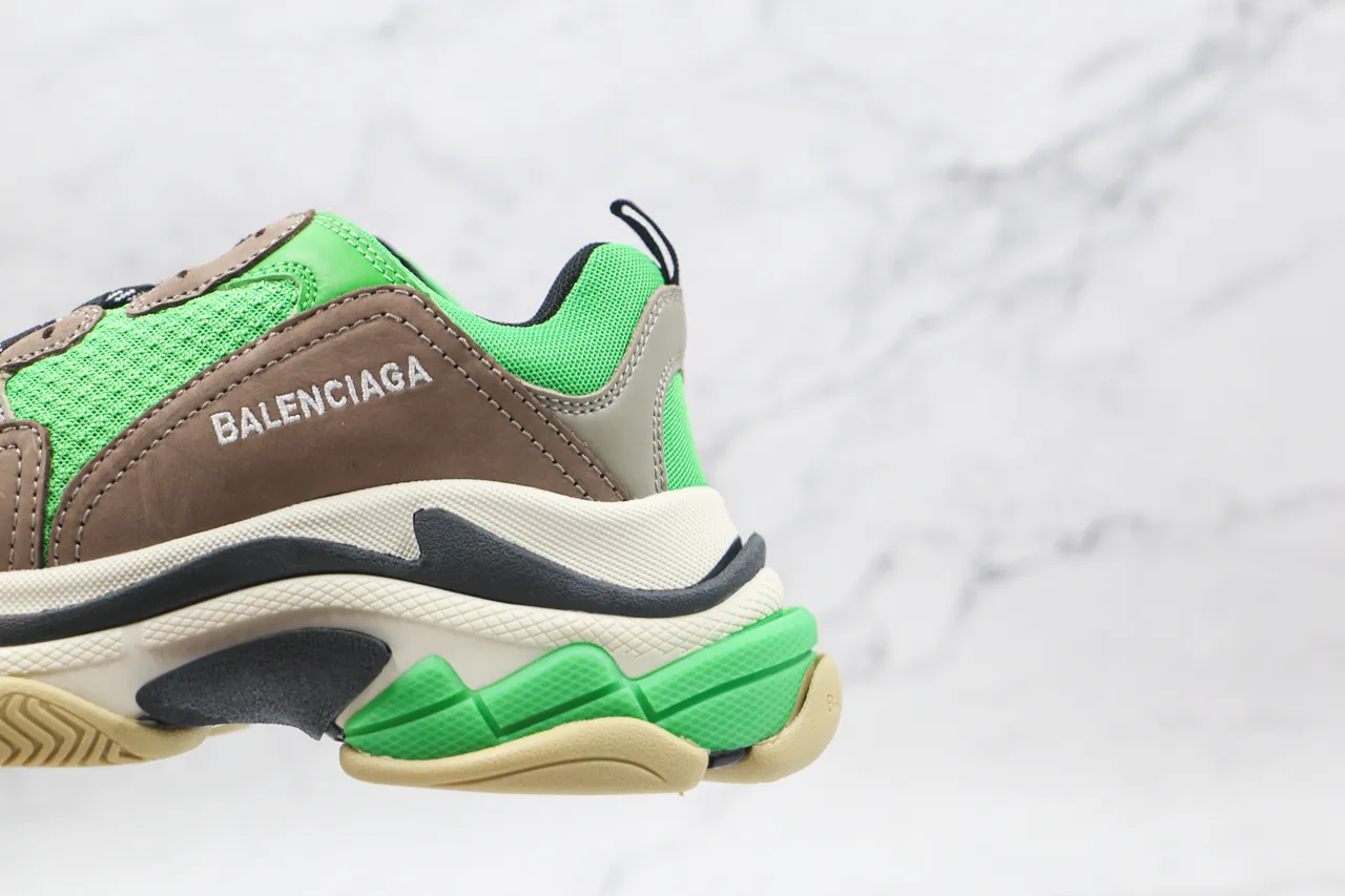 Balenciaga Triple S Verde Marrom Chunky Sneakers 4