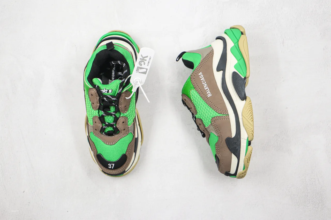 Balenciaga Triple S Verde Marrom Chunky Sneakers 8