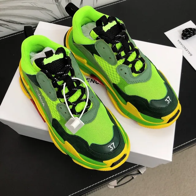 Balenciaga Triple S Sneakers Vert Néon Jaune Épaisses 2